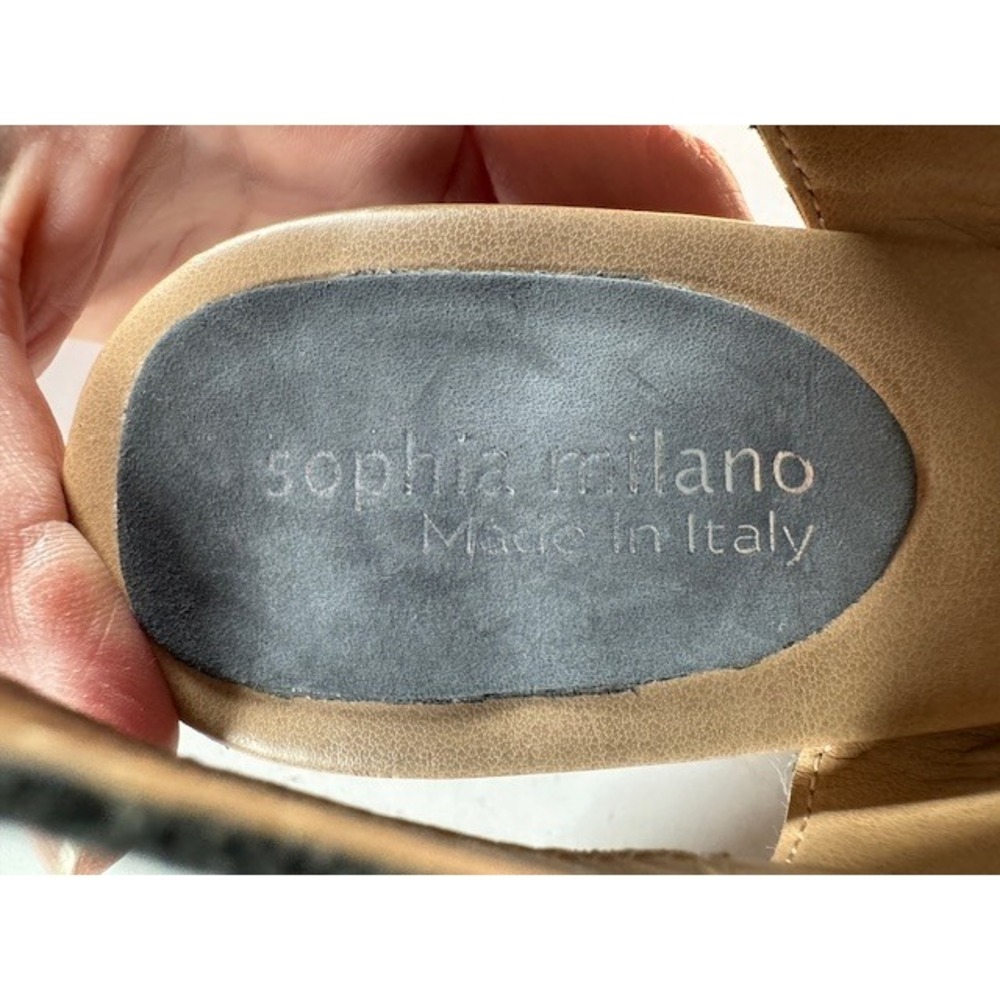 Sophia Milano Gray Perforated Slingback Block Heel Sandals Made in Italy - 9 - Picture 6 of 11